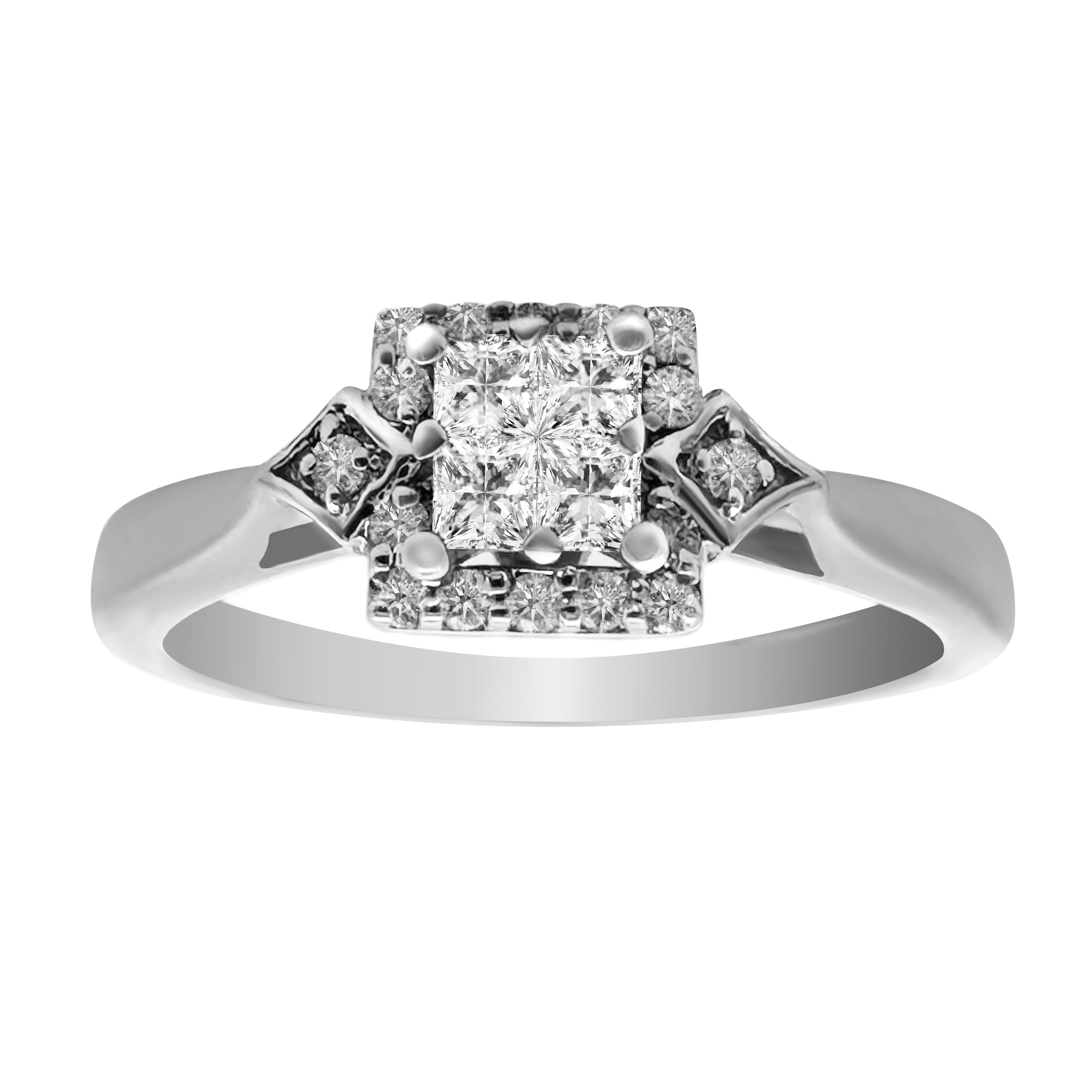 0.25Ctw 10K White Gold Diamond Engagement Ring Size 7 1.7Dwt