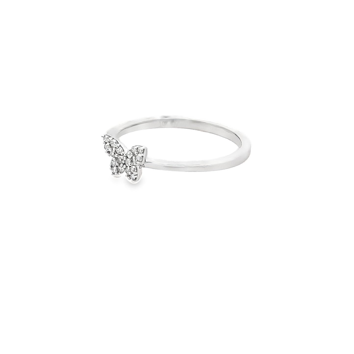 0.10Ctw 10K White Gold Diamond Butterfly Ring Size 7 1.1Dwt