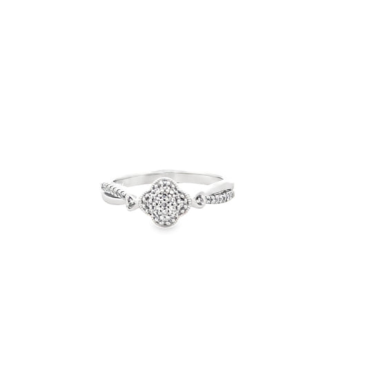 0.15Ctw 14K White Gold Diamond Fashion Ring Size 7 2.4Dwt