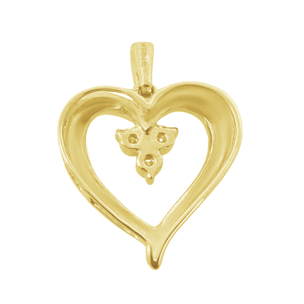 0.12Ctw 14K Yellow Gold Diamond Heart Pendant 1.0Dwt