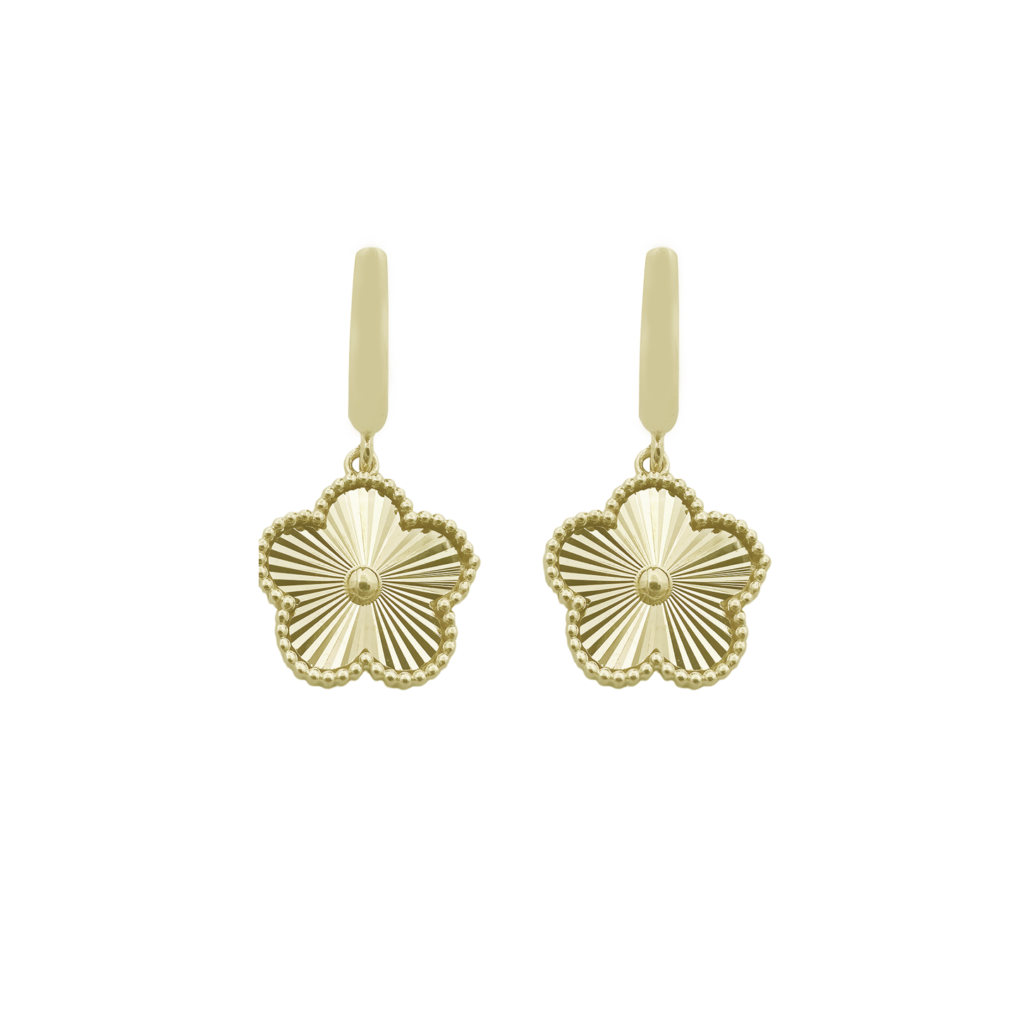 10K Yellow Gold Flower Drop Earrings 3.0Dwt