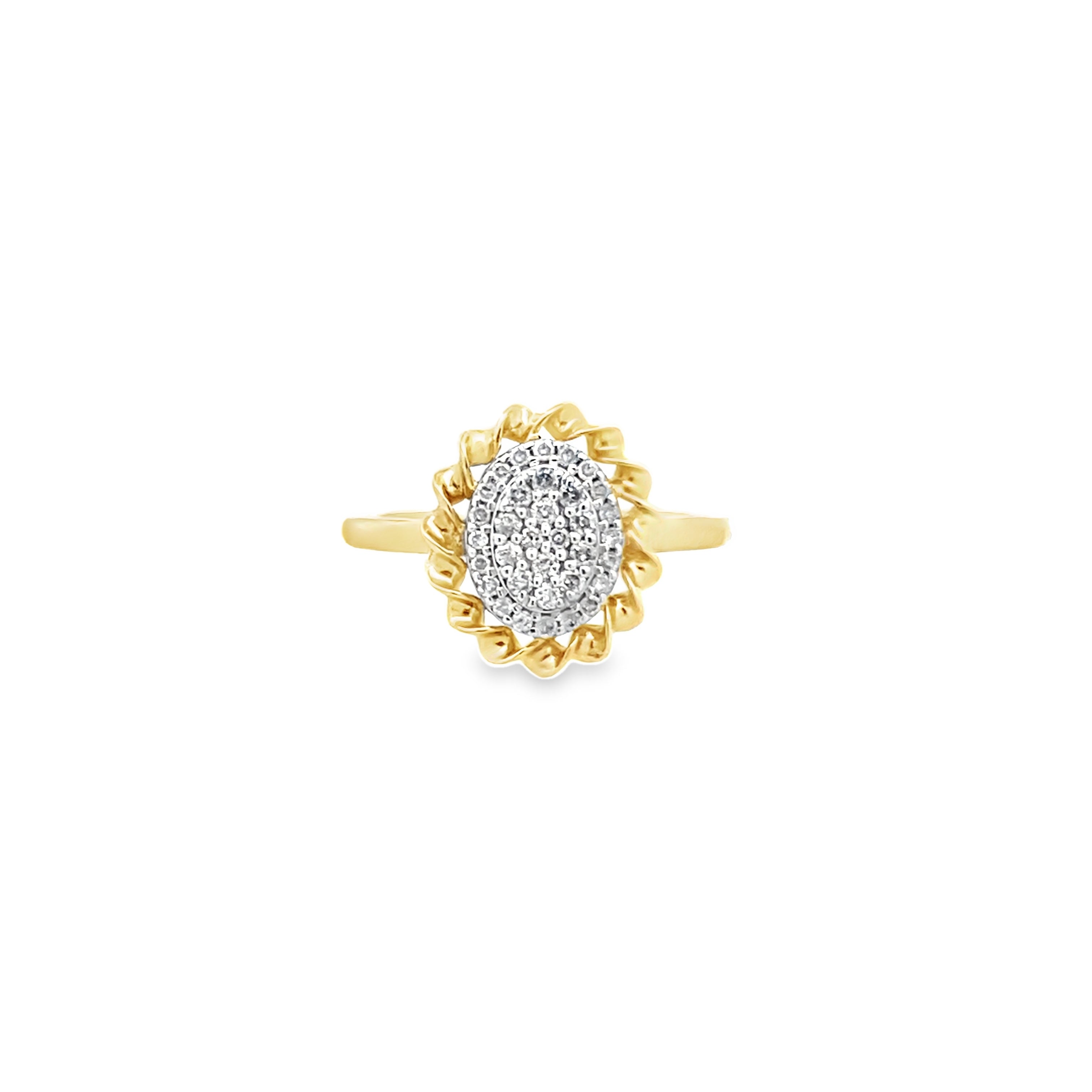 0.25Ctw 10K Yellow Gold Diamond Fashion Ring Size 7 1.8Dwt