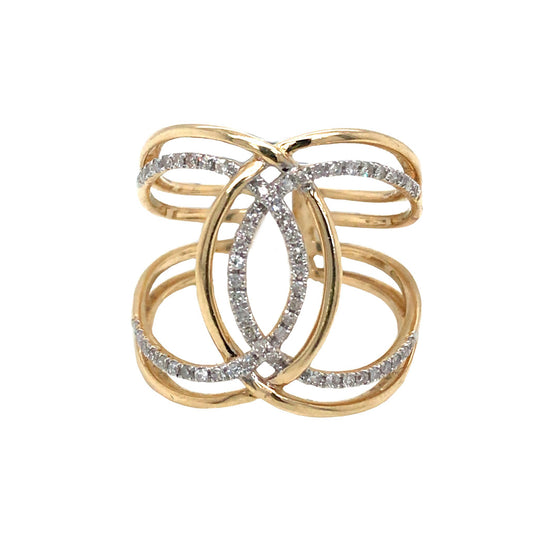 (Uj2)0.24Ctw 14K Yellow Gold Diamond Fashion Ring Size 7 2.8