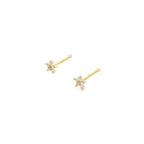 14K Yellow Gold Cz Flower Stud Nose Ring