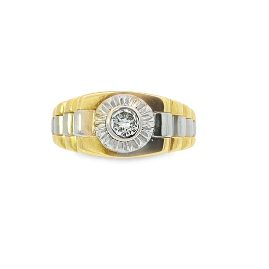 10K Two Tone Diamond Mens Fashion Ring Size 8.5 4.5Dwt
