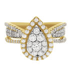 0.80Ctw 10K Yellow Gold Pear Diamond Engagement Ring Size 7 2.7Dwt