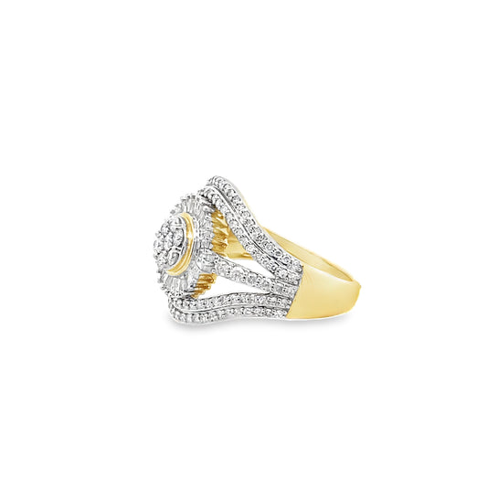 1.00Ctw 10K Yellow Gold Diamond Fashion Ring Size 7 2.9Dwt