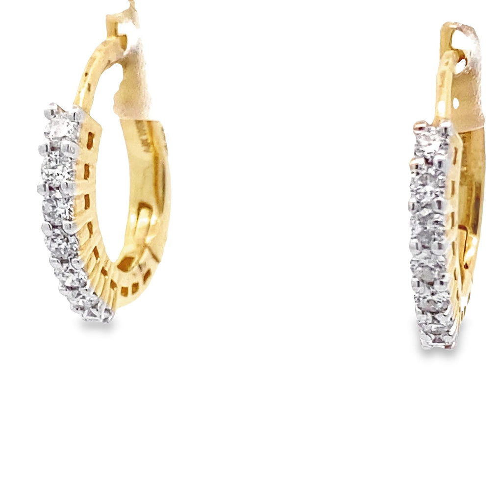 0.25Ctw 14K Yellow Gold Small Diamond Hoop Earrings