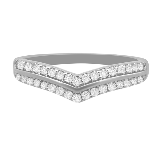 0.35Ctw 14K White Gold Diamond Wedding Band Size 7 1.7Dwt