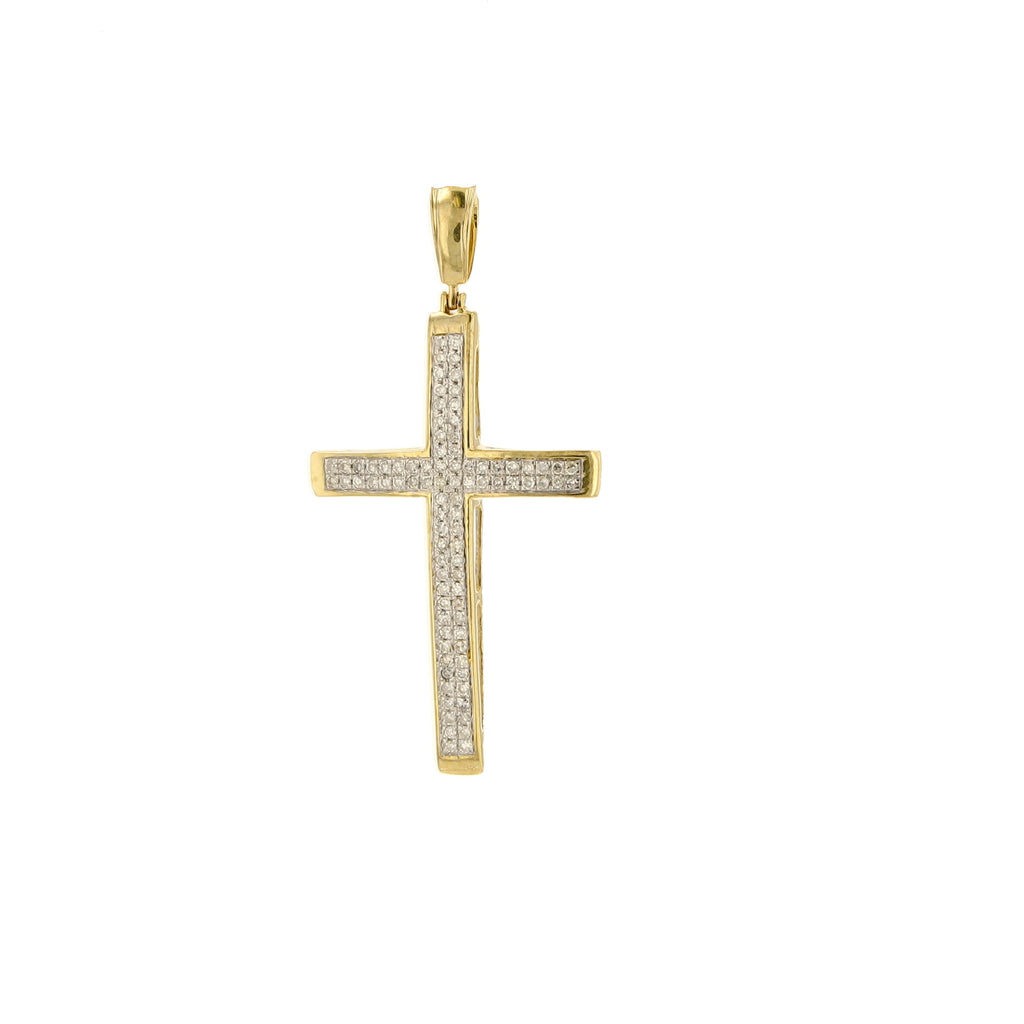 0.30Ctw 10K Yellow Gold Diamond Cross Pendant 1.3Dwt