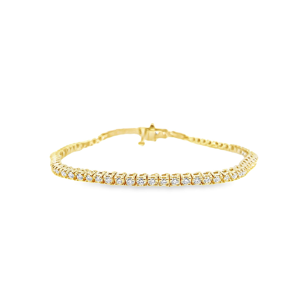 2.00Ctw 14K Yellow Gold Diamond Tennis Bracelet 7In 6.2Dwt