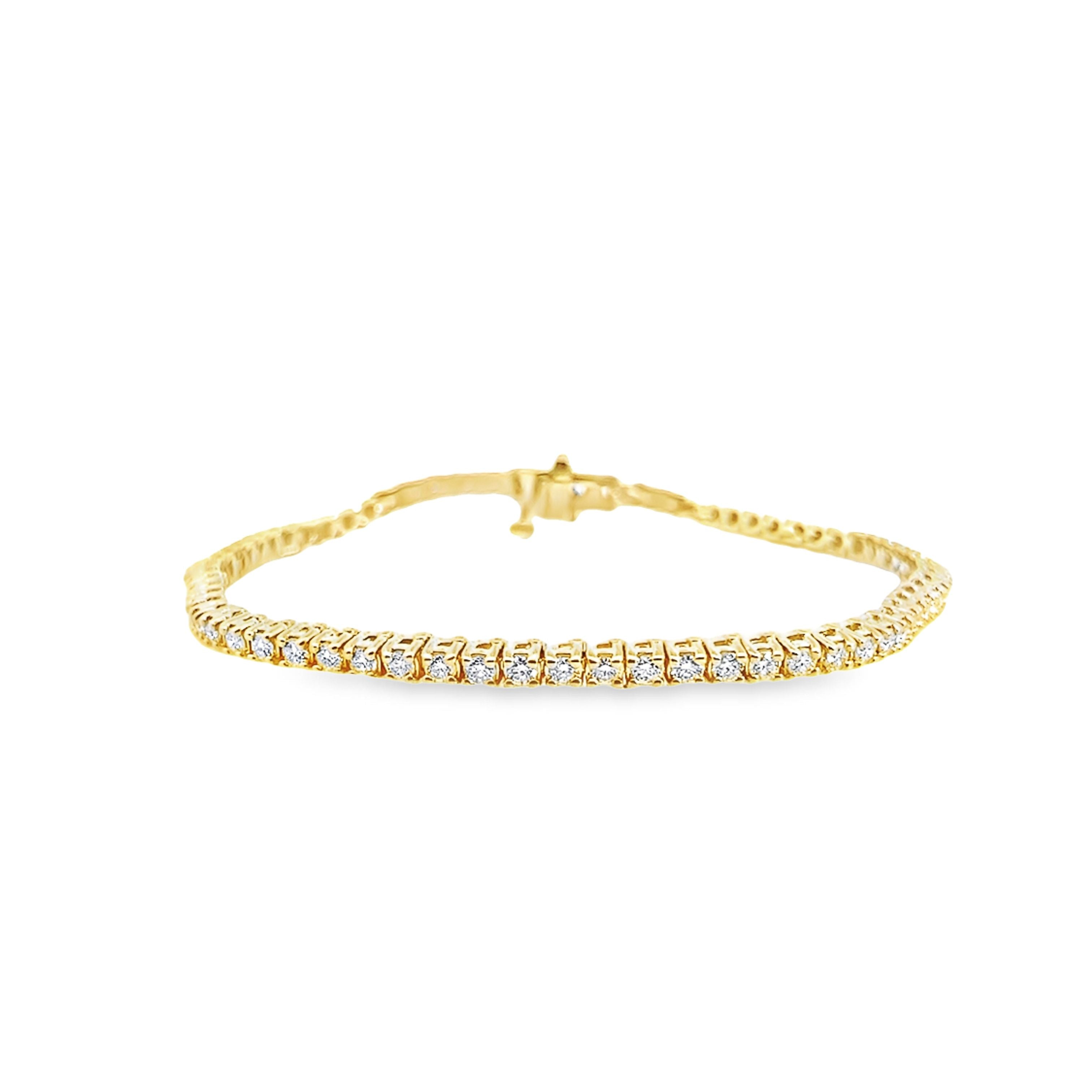2.00Ctw 14K Yellow Gold Diamond Tennis Bracelet 7In 6.2Dwt