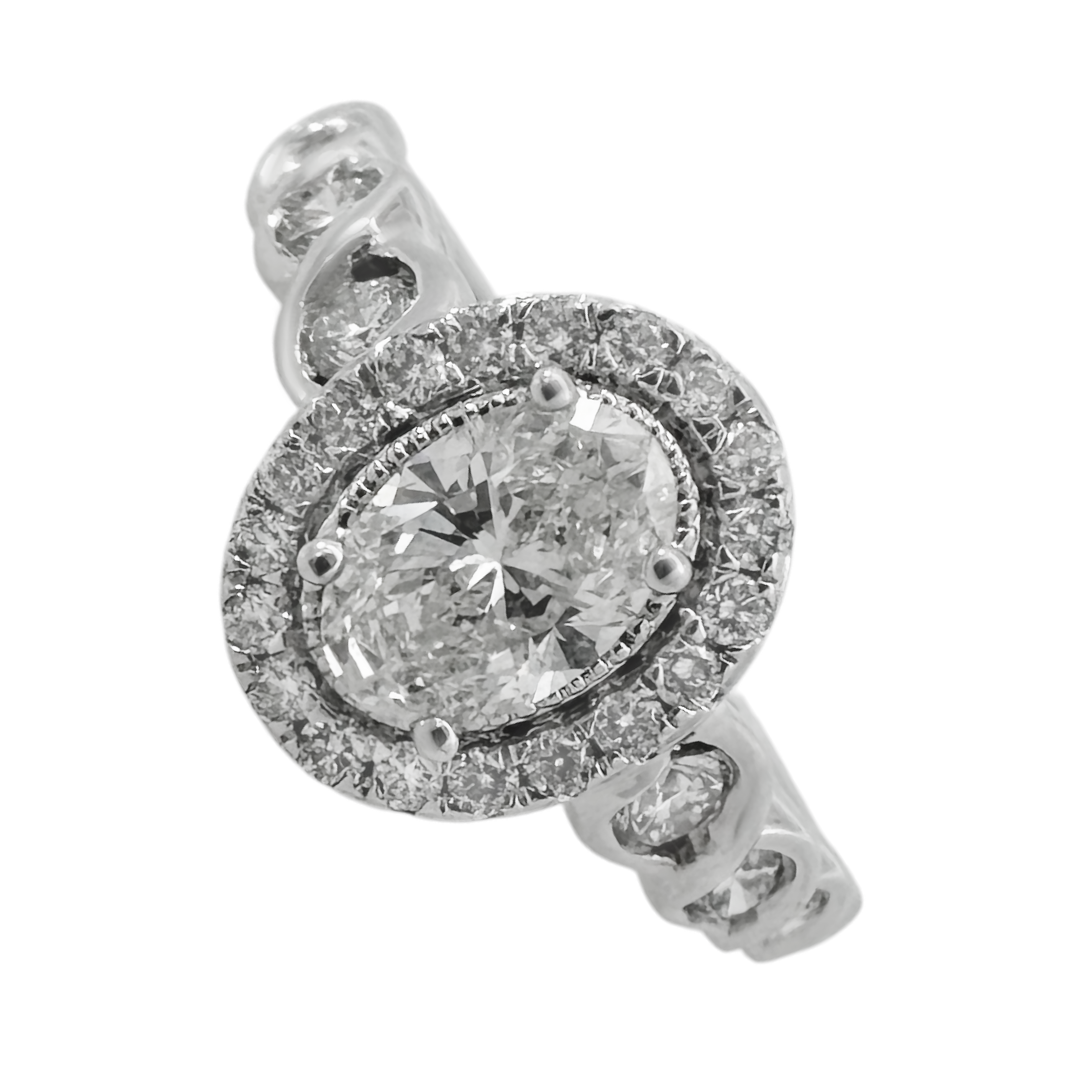 1.00Ct 14K White Gold Diamond Engagement Ring Size 7 2.2Dwt