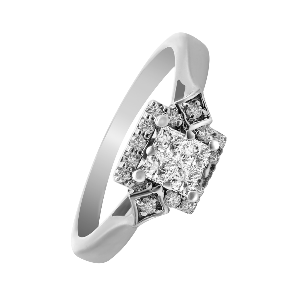 0.25Ctw 10K White Gold Diamond Engagement Ring Size 7 1.7Dwt