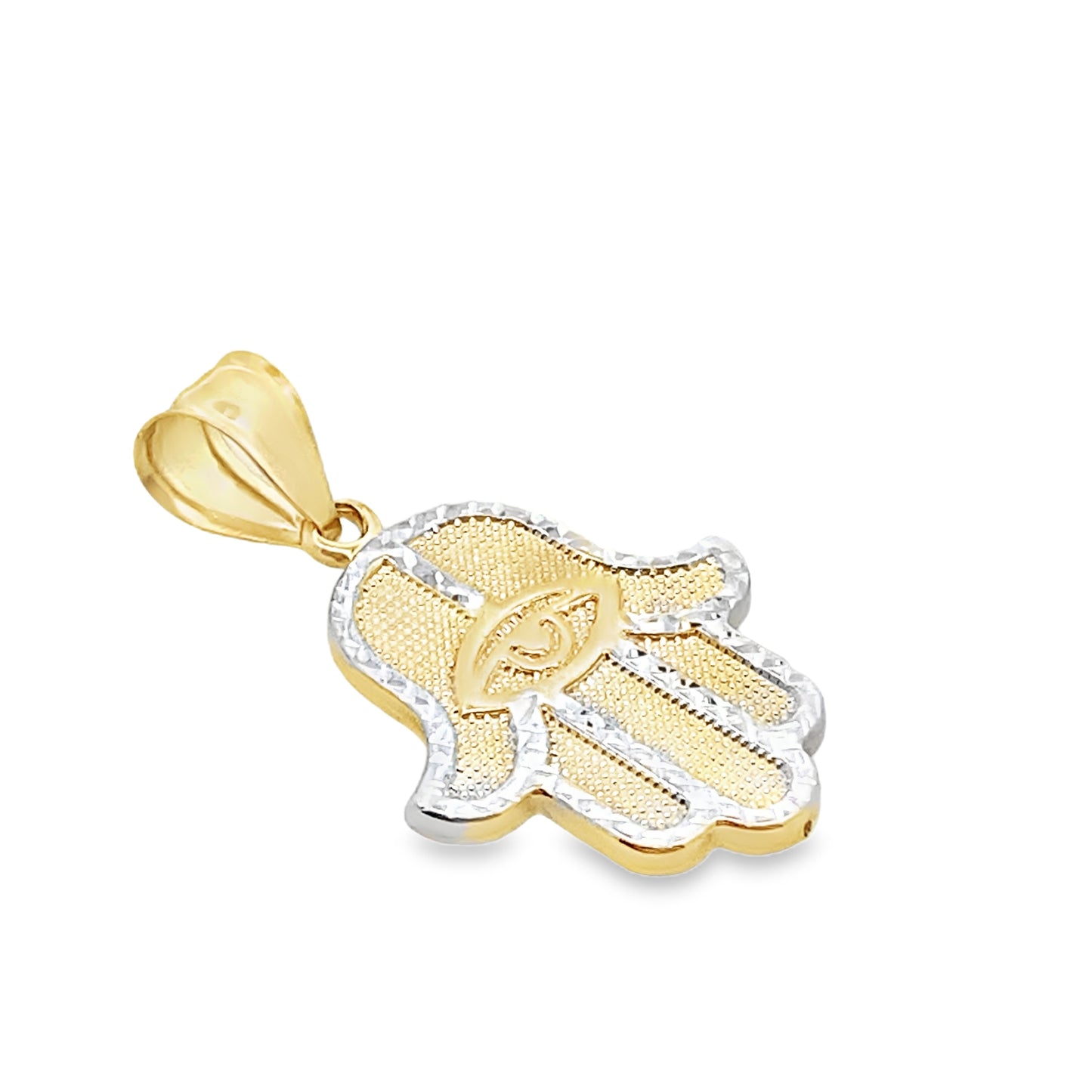 14K Yellow Gold Two Tone Hand Of Fatima Pendant  1.6Dwt