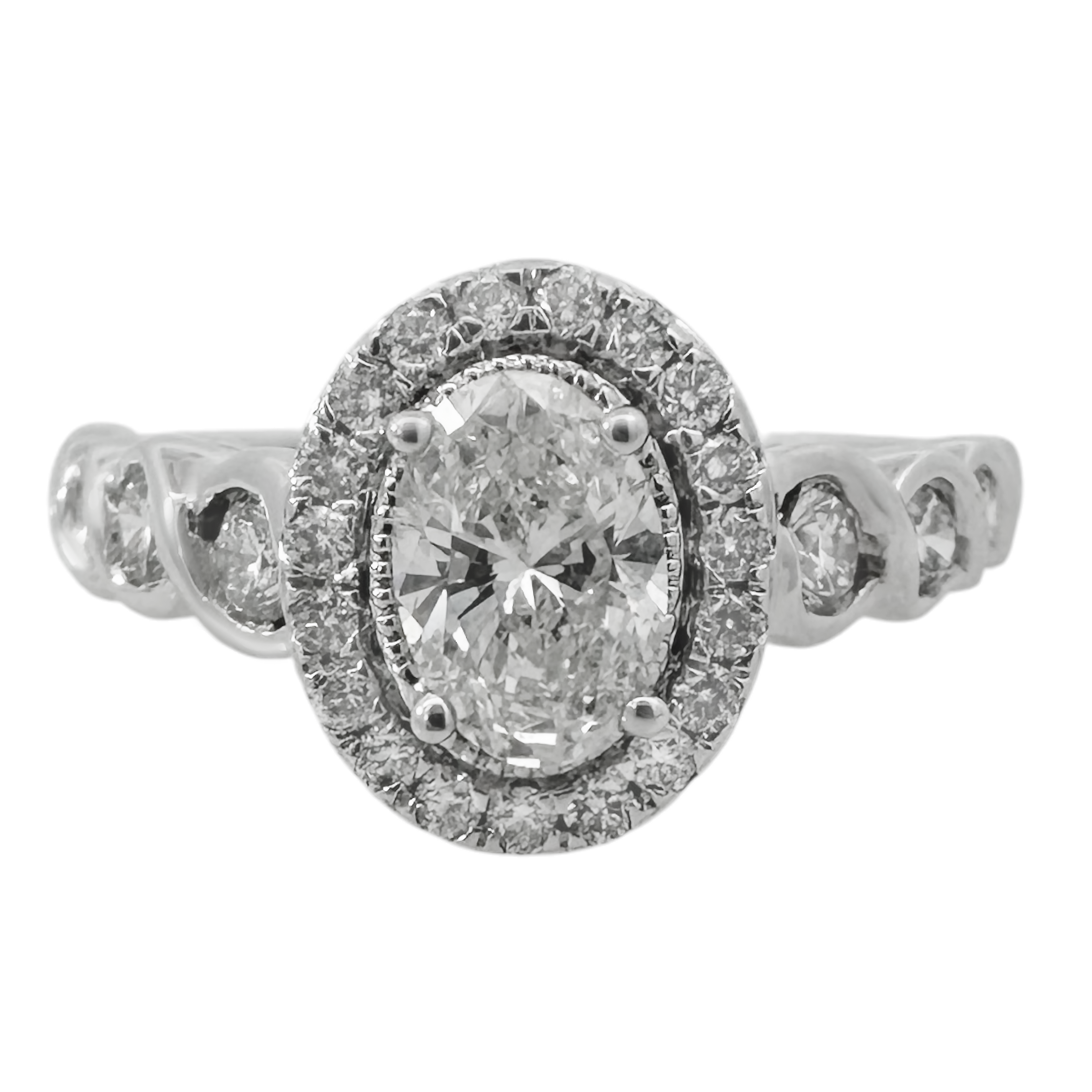 1.00Ct 14K White Gold Diamond Engagement Ring Size 7 2.2Dwt
