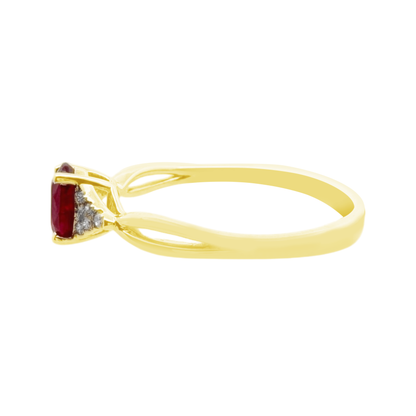 0.05Ct Dia 0.62Ct Ru 14K Yellow Gold Dia & Ruby Fashion Ring Size 7 1.2Dwt