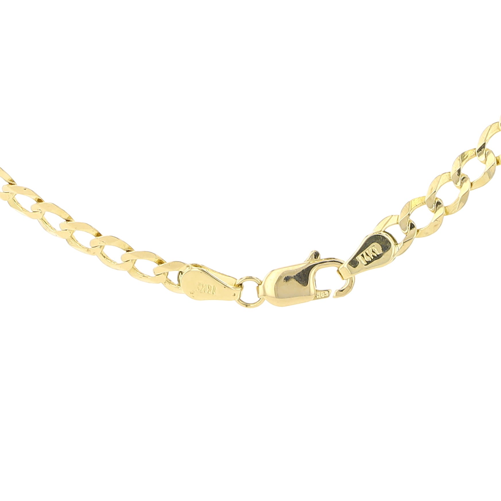 14K Yellow Gold Italian Curb Link Chain 4Mm 24.5In 6.5Dwt