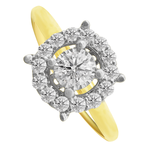 0.15Ctw 14K Yellow Gold Diamond Engagement Ring Size 7 1.2Dwt