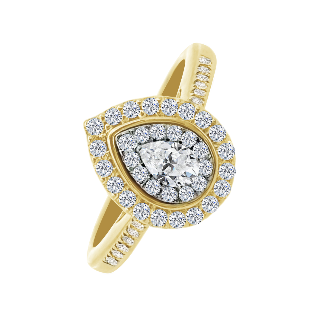 0.40Ctw 10K Yellow Gold Pear Cut Diamond Engagement Ring Size 7 1.9Dwt