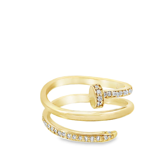 0.54Ctw 14K Yellow Gold Diamond Nail Ring Size 7 3.2Dwt