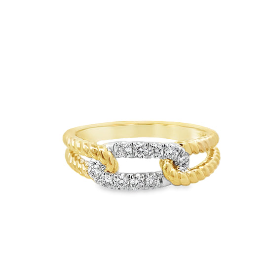 0.22Ctw 14K Yellow Gold Diamond Link Ring Size 7 2.2Dwt
