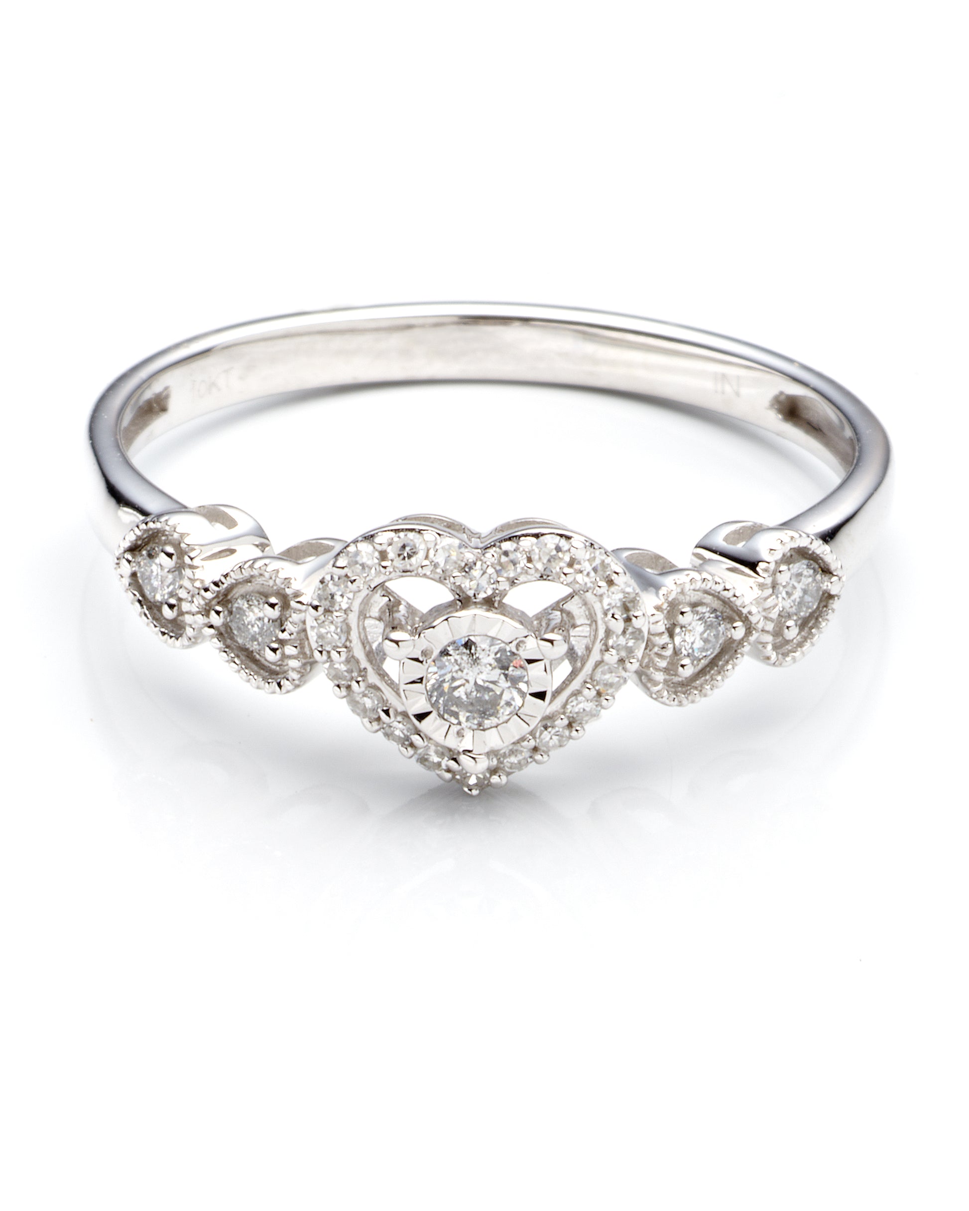 0.15Ctw 10K White Gold Lds Diamond Fashion Ring Size 7 1.1Dwt