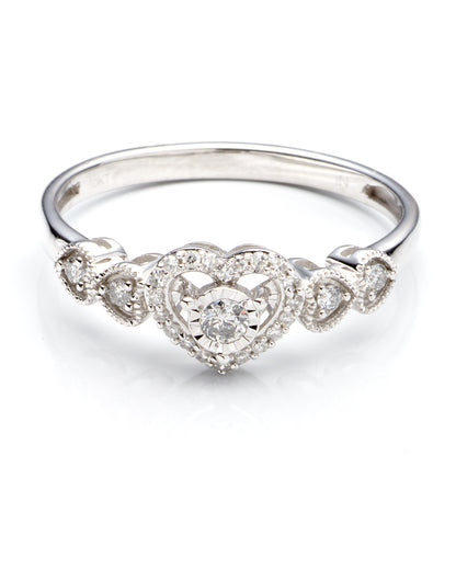 0.15Ctw 10K White Gold Lds Diamond Fashion Ring Size 7 1.1Dwt