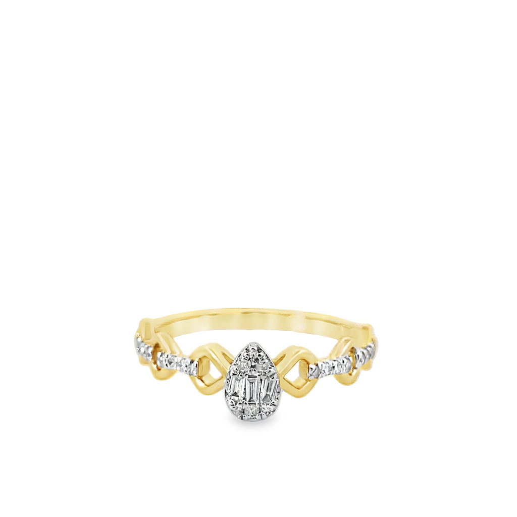 0.15Ctw 14K Yellow Gold Diamond Fashion Ring Size 7 1.4Dwt