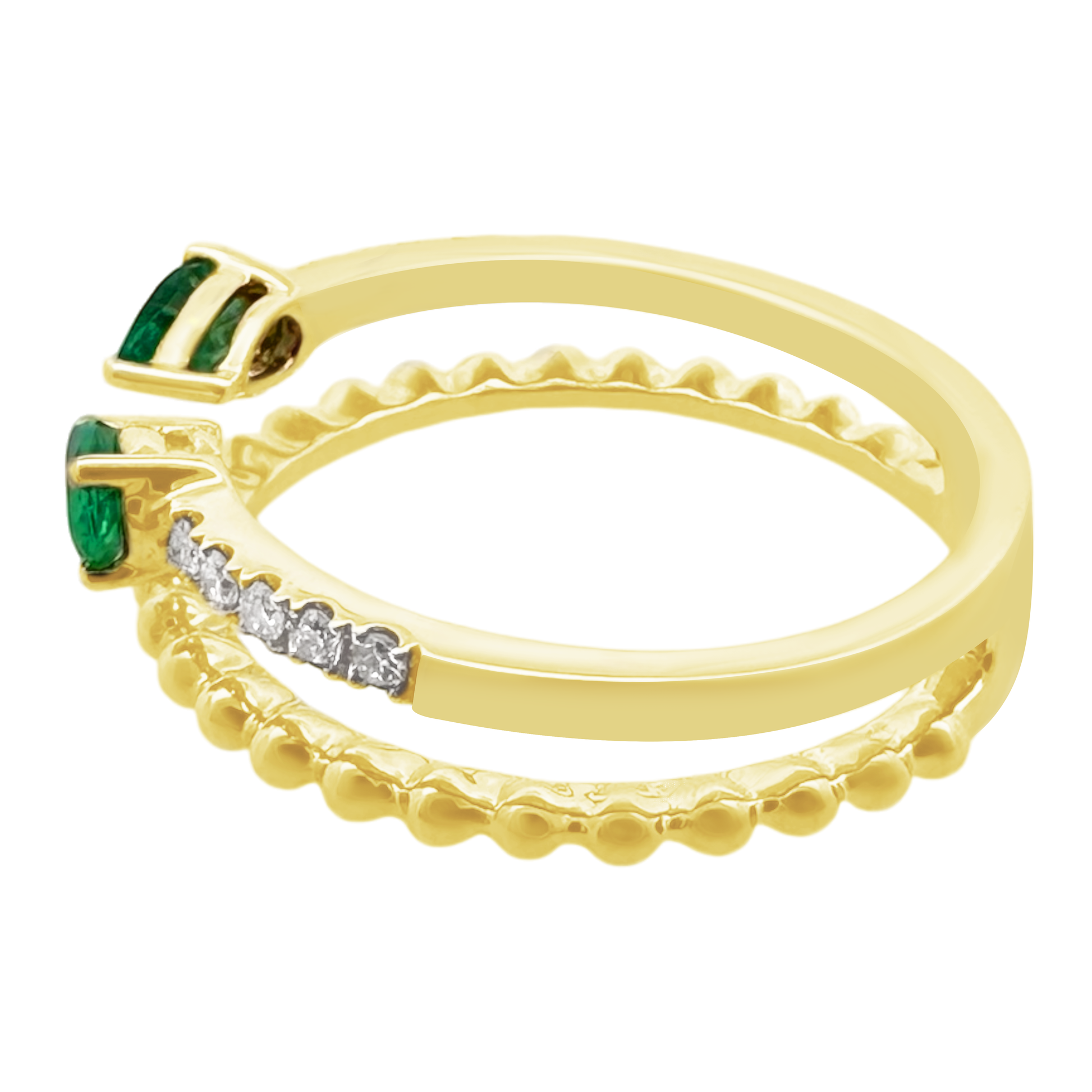 0.11 Dird 0.37 Empr 14K Yellow Gold Emerald & Dia Ring Size 7 2.2Dwt