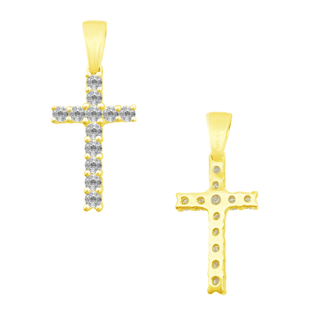 0.25Ctw 14K Yellow Gold Diamond Cross Pendant 0.5Dwt