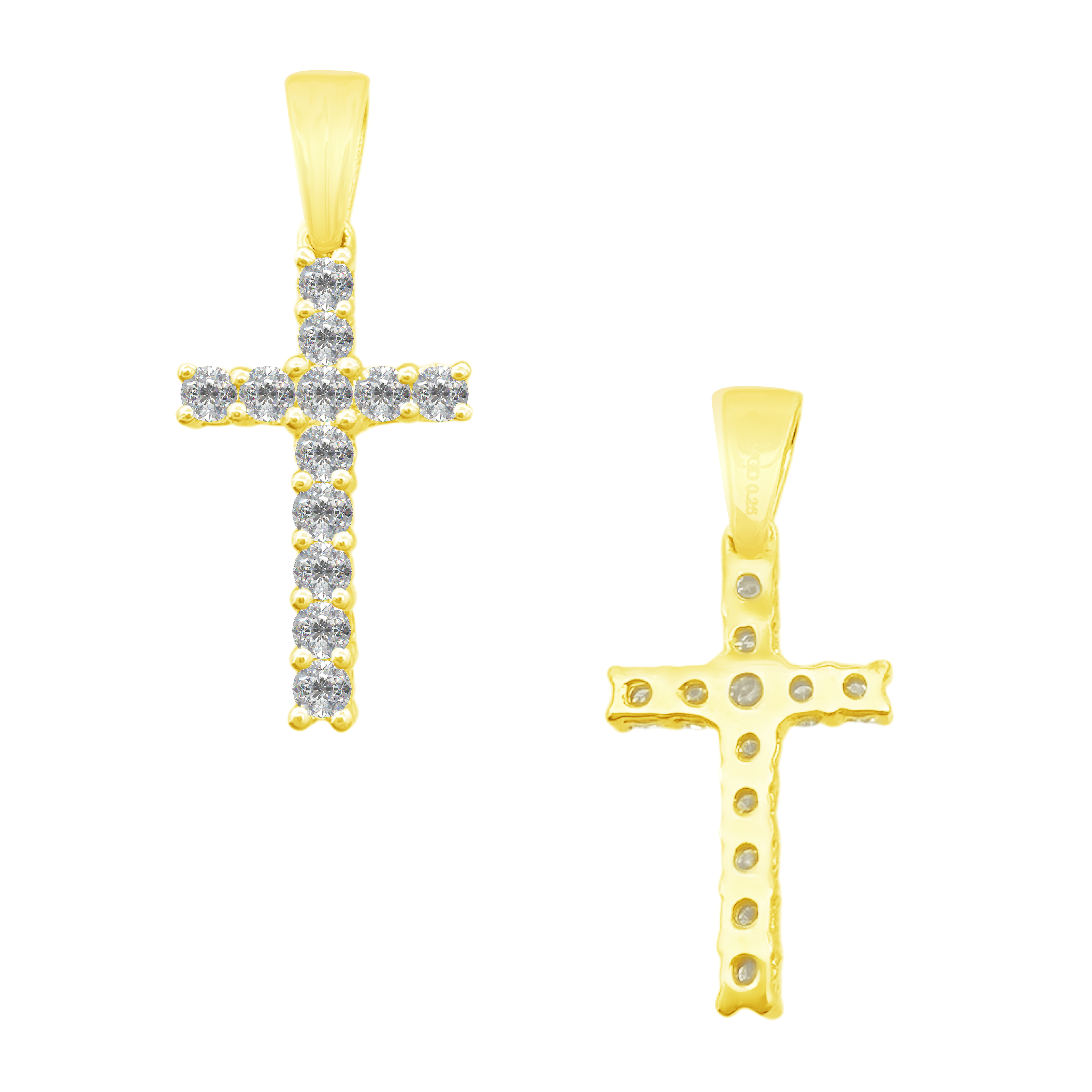 0.25Ctw 14K Yellow Gold Diamond Cross Pendant 0.5Dwt