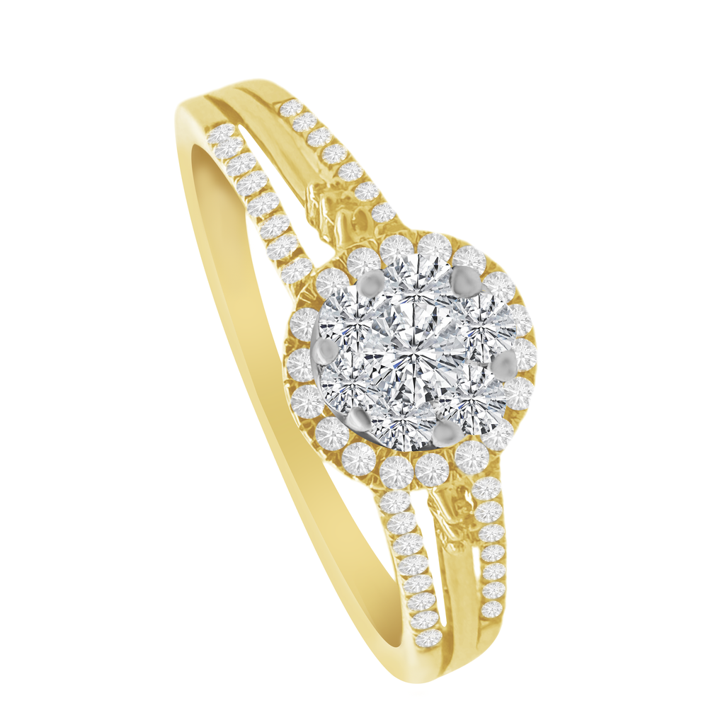 0.26Ctw 10K Yellow Gold Diamond Engagement Ring Size 7 1.5Dwt
