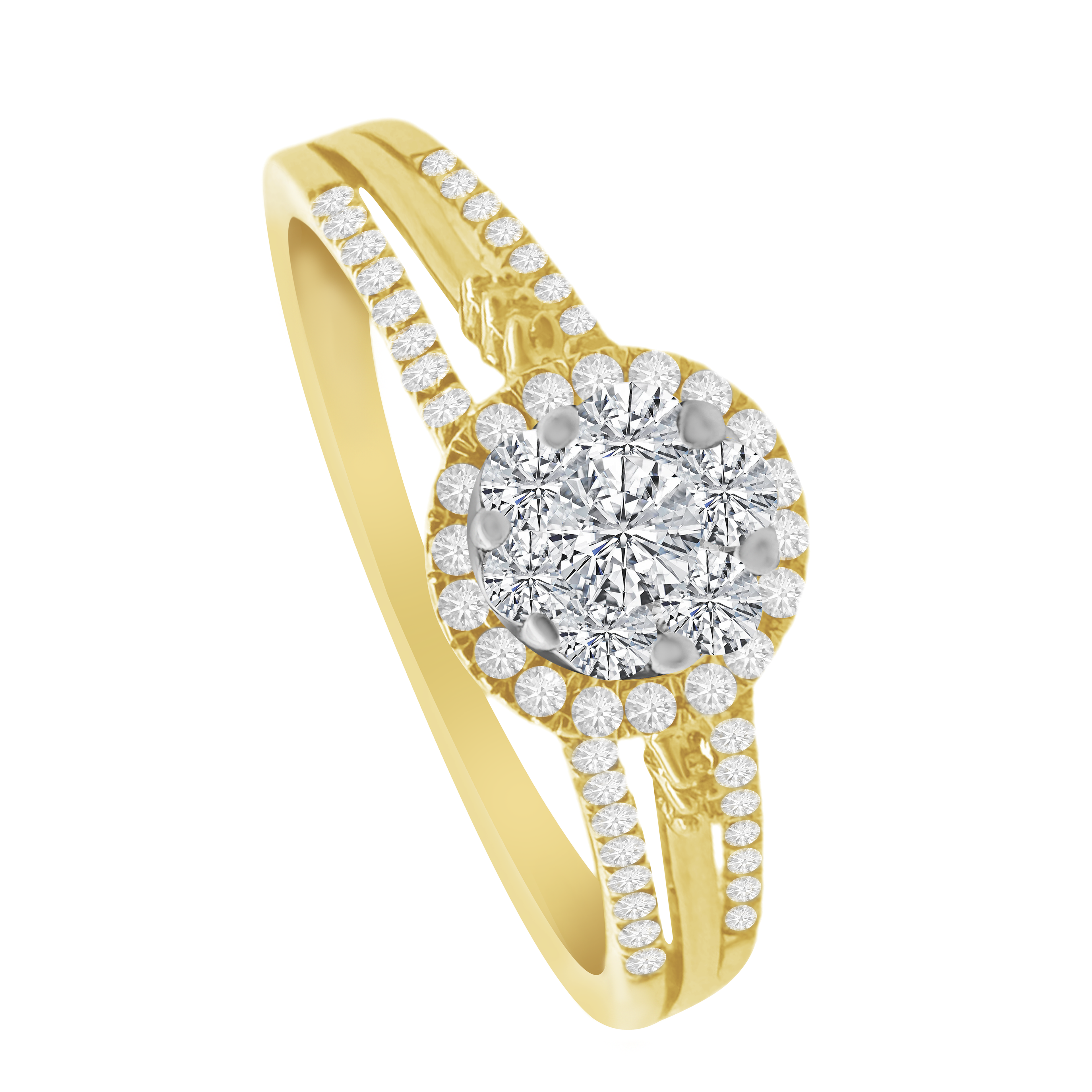0.26Ctw 10K Yellow Gold Diamond Engagement Ring Size 7 1.5Dwt