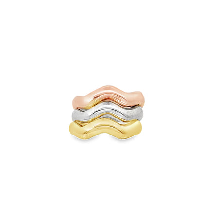 18K Yellow Gold Tri Color Ring Set Size 7.5 5.0Dwt