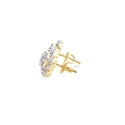 0.50Ctw 14K Yellow Gold Flowers Diamond Stud Earrings