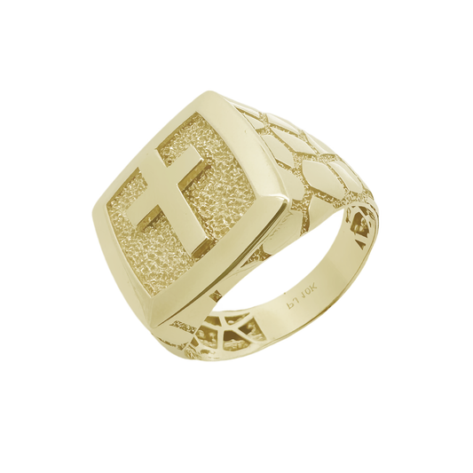 10K Yellow Gold Cross Style Mens Ring Size 11.5 3.9Dwt
