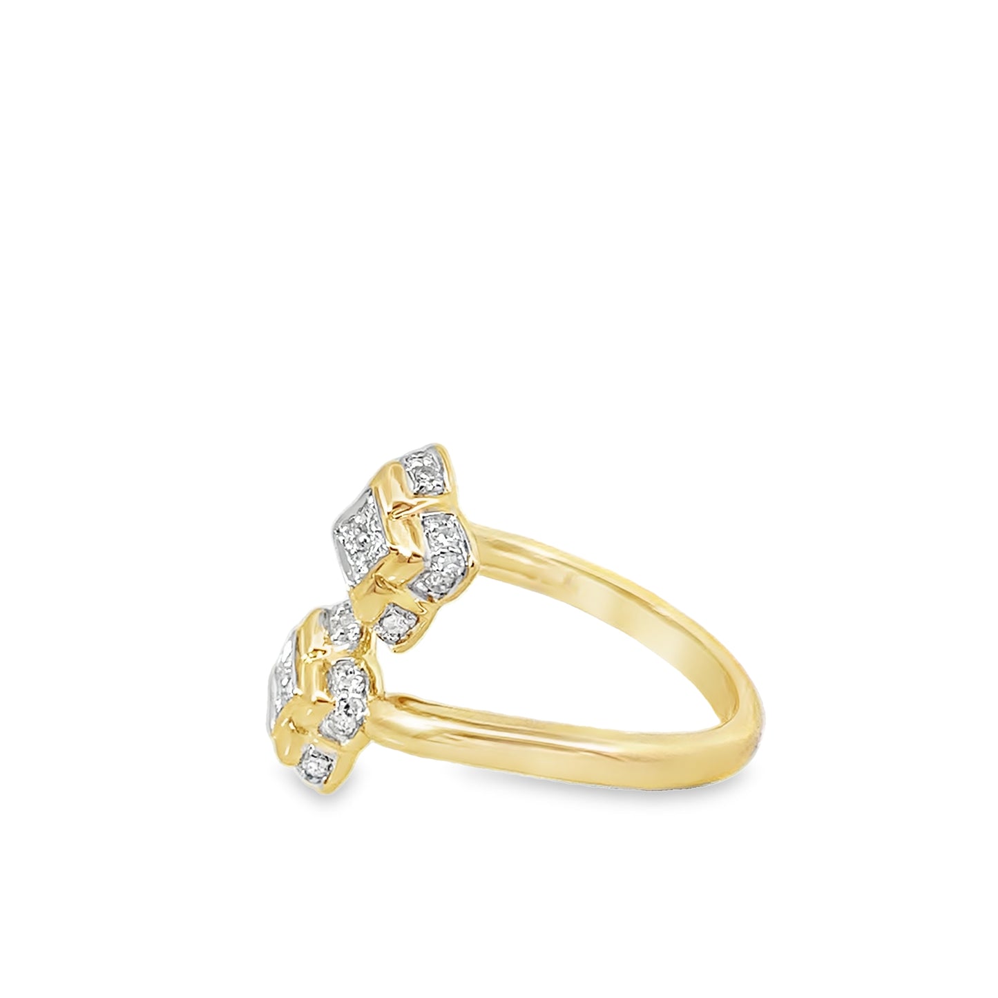 0.20Ctw 14K Yellow Gold Ladies Diamond Bypass Ring Size 7 1.8Dwt