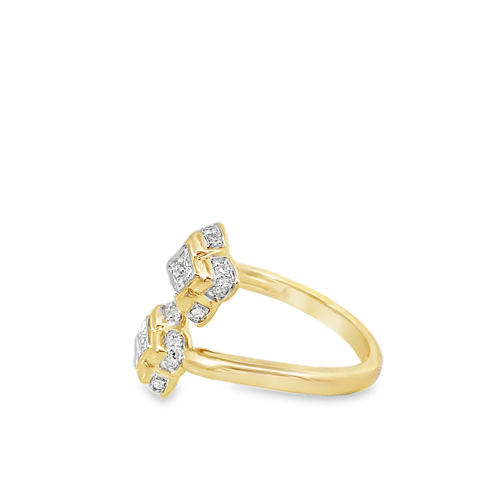 0.20Ctw 14K Yellow Gold Ladies Diamond Bypass Ring Size 7 1.8Dwt