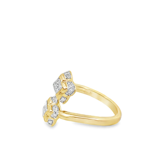 0.20Ctw 14K Yellow Gold Ladies Diamond Bypass Ring Size 7 1.8Dwt