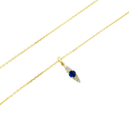 0.06Ct Dia 0.13Ct Bs 14K Yellow Gold Blue Sapphire Pendant Necklace 18In 1.2Dwt