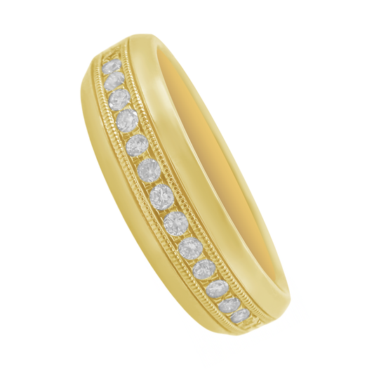 0.25Ctw 10K Yellow Gold Diamond Wedding Band Mens Size 10 3.9Dwt