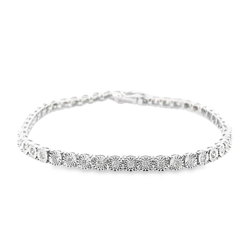 1.00Ct 10K White Gold Diamond Tennis Bracelet 7In 4.7Dwt