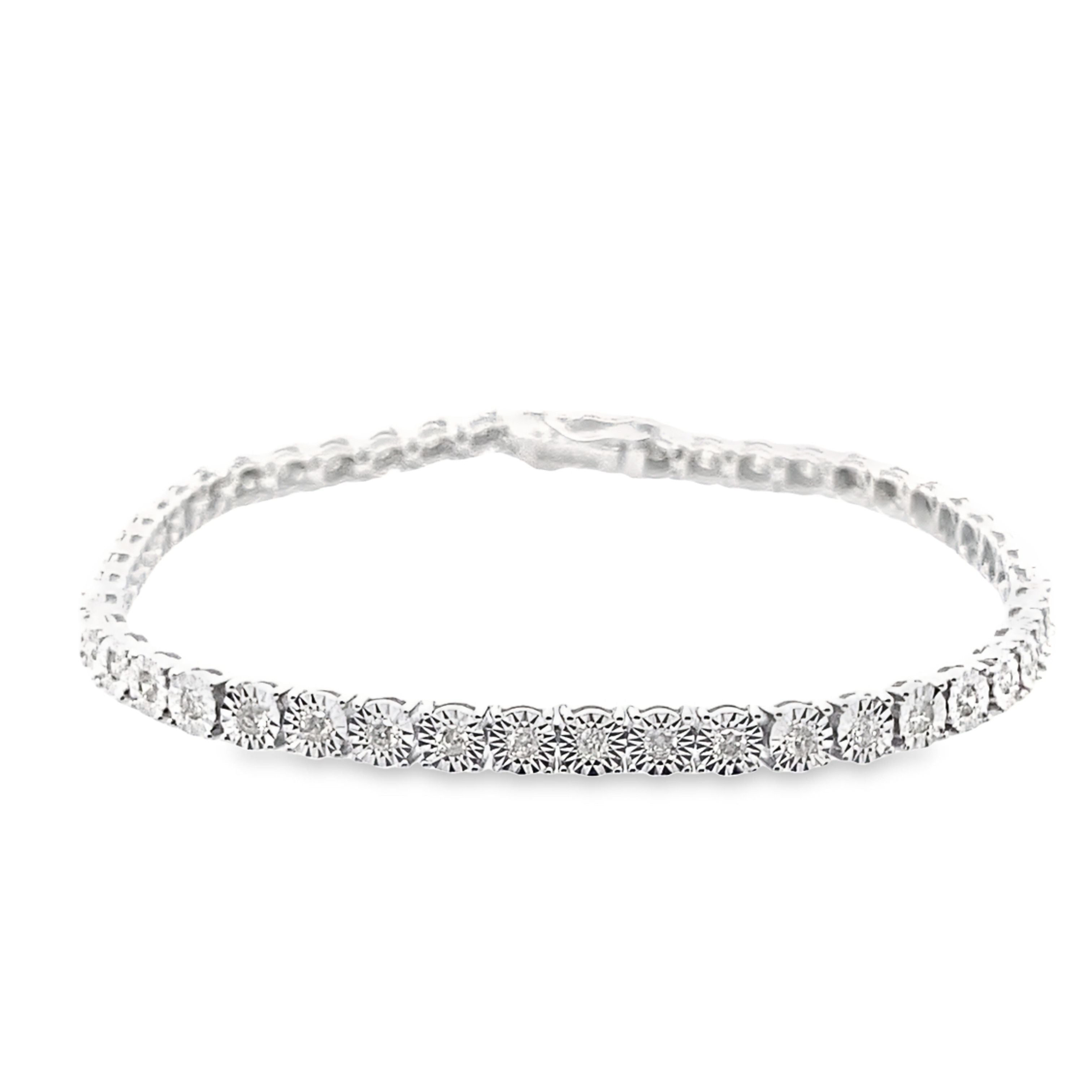 1.00Ct 10K White Gold Diamond Tennis Bracelet 7In 4.7Dwt