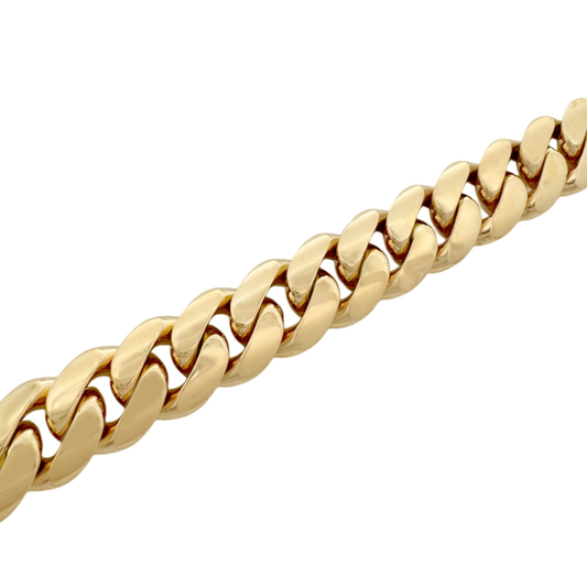 14K Yellow Gold Triple Clasp Cuban Link Bracelet 10.5Mm 9In 48.2Dwt