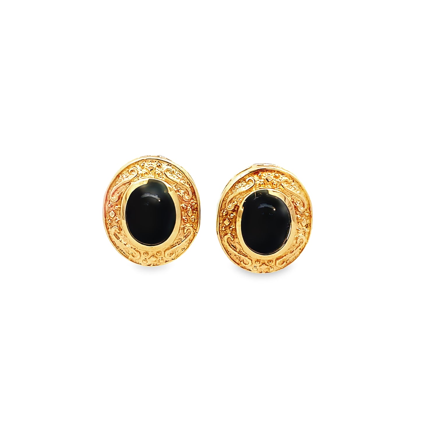 10K Yellow Gold Onyx Stud Earrings 4.0Dwt