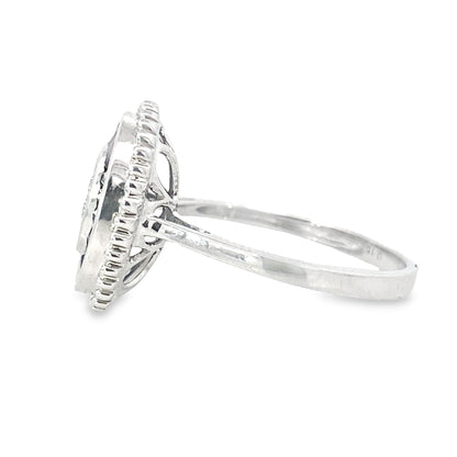 1.03Ctw Sapphire 0.15Ctw Diamond 14K White Gold Halo Fashion Ring Size 7 2.6Dwt