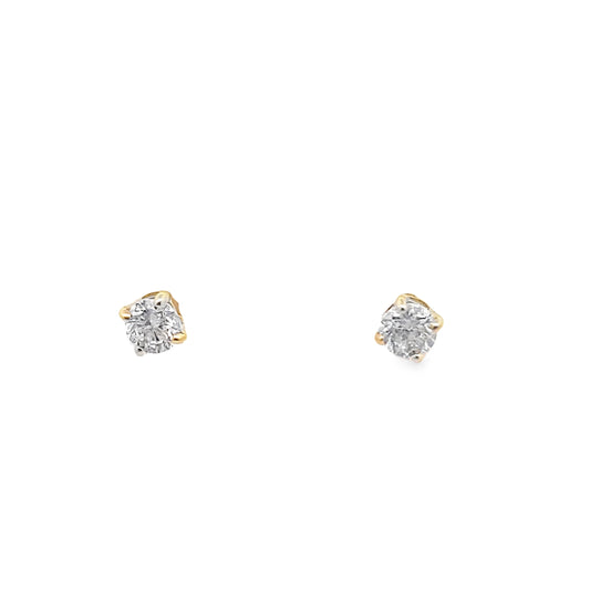 0.50Ctw 14K Yellow Gold Round Diamond Solitaire Earrings