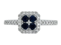 0.21Ctw Diamond 0.34Ctw Sapphire 14K White Gold Ring Size 7 1.8Dwt
