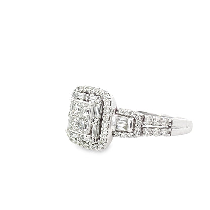 1 1/4 Ctw 14K Diamond Engagement Ring Size 7 3.6Dwt